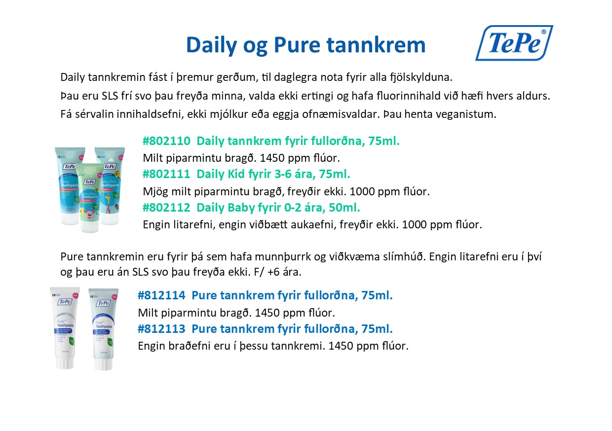 TePe 2024 sept Daily og Pure tannkrem apótek